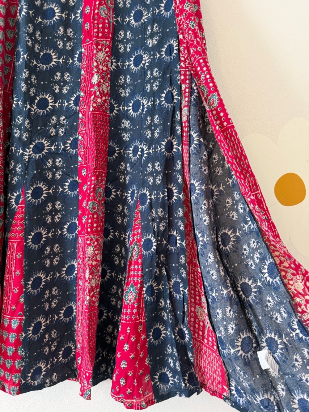 NWT Natural Life Navy and Red Hankerchief Patchwork Side Slit Boho Maxi Skirt - Picture 5 of 10